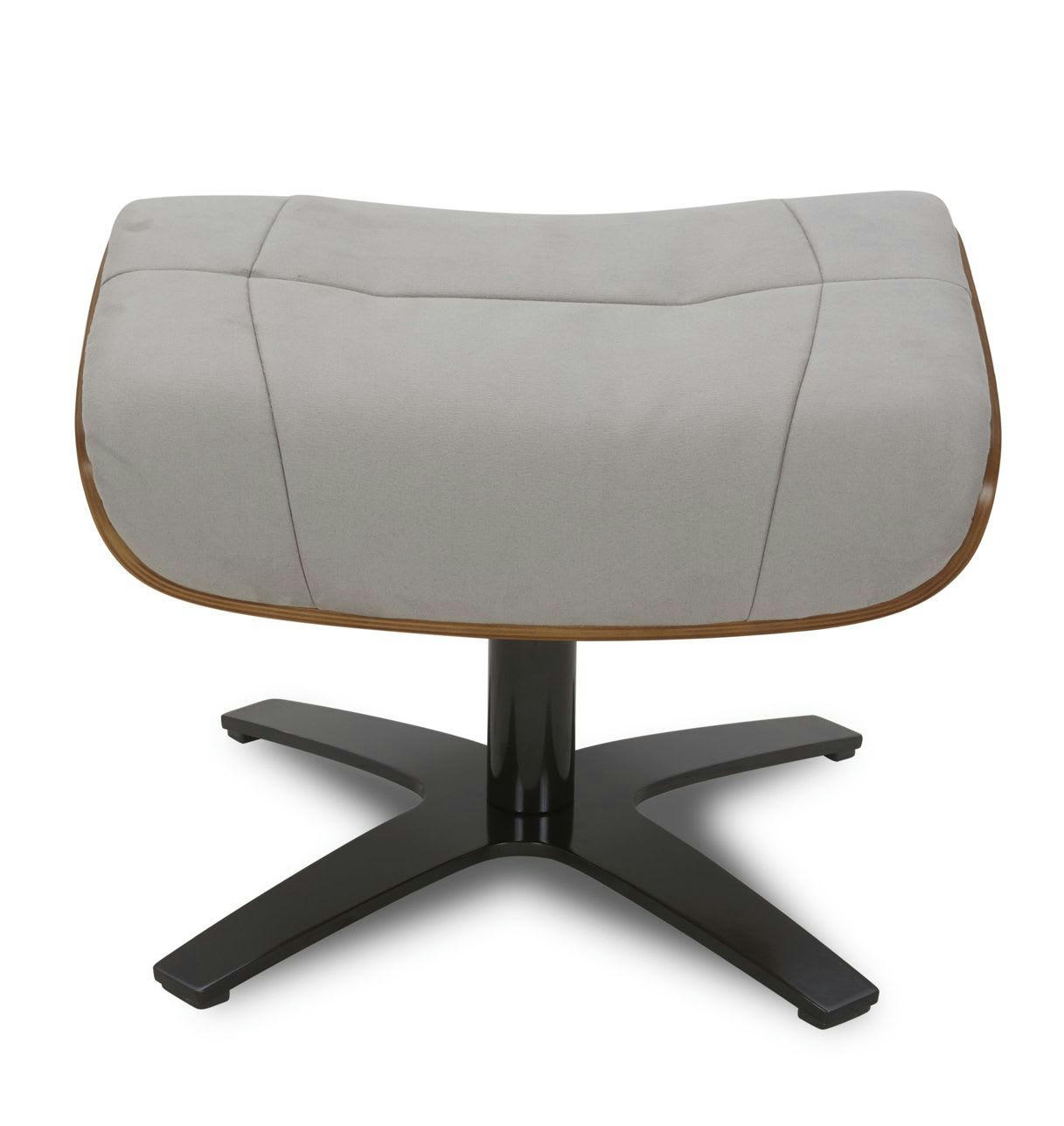 NAOS - Pouf en Microfibre et chêne Naturel - Microfibre Gris