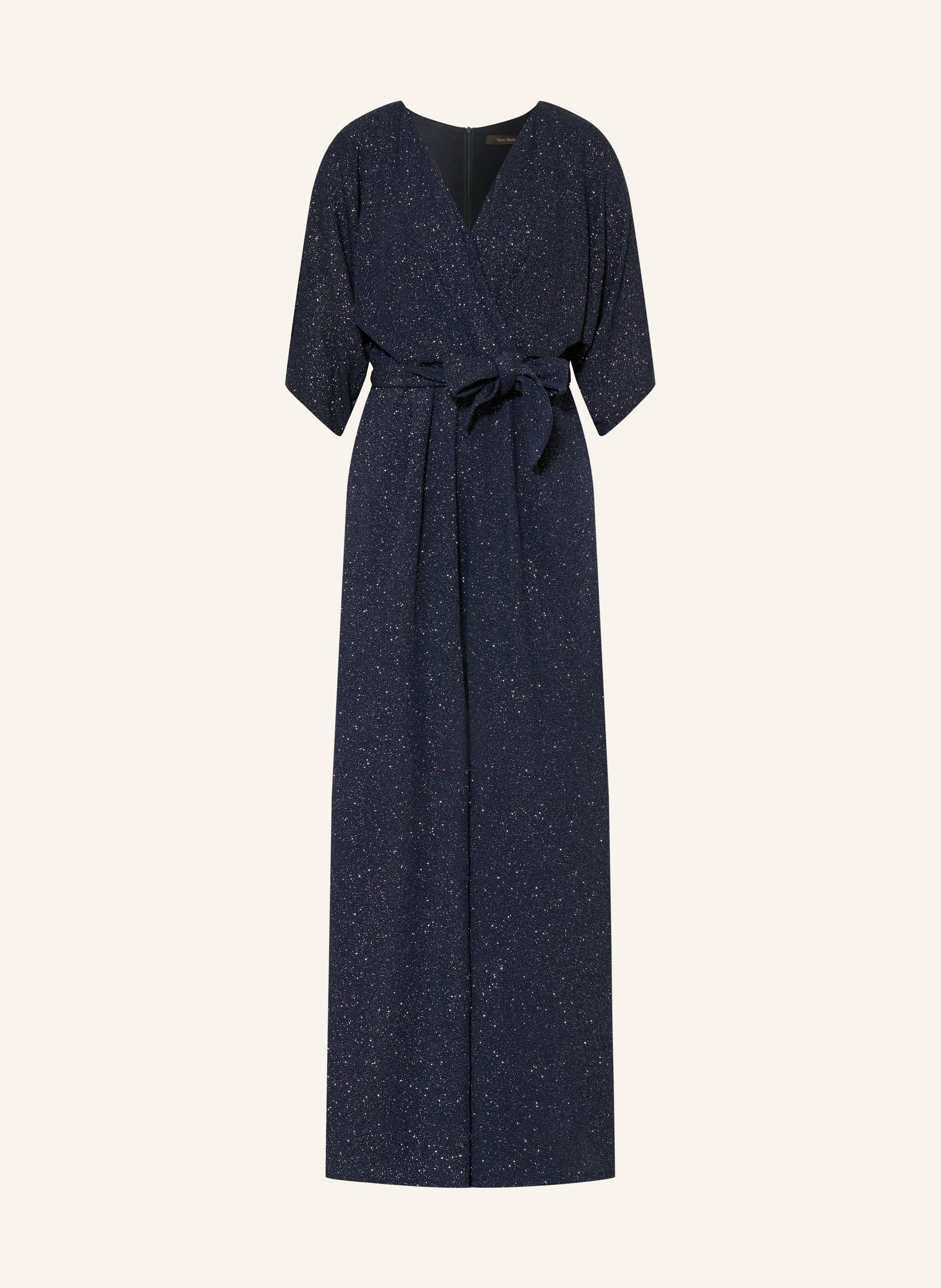Vera Mont Jersey-Jumpsuit in Wickeloptik mit Glitzegarn