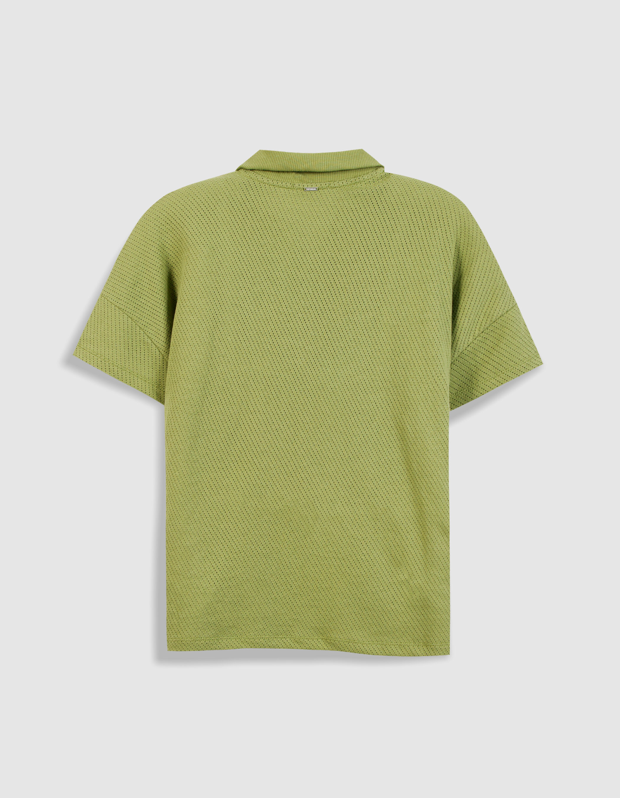 Tee-shirt col zippé vert maille fantaisie Femme