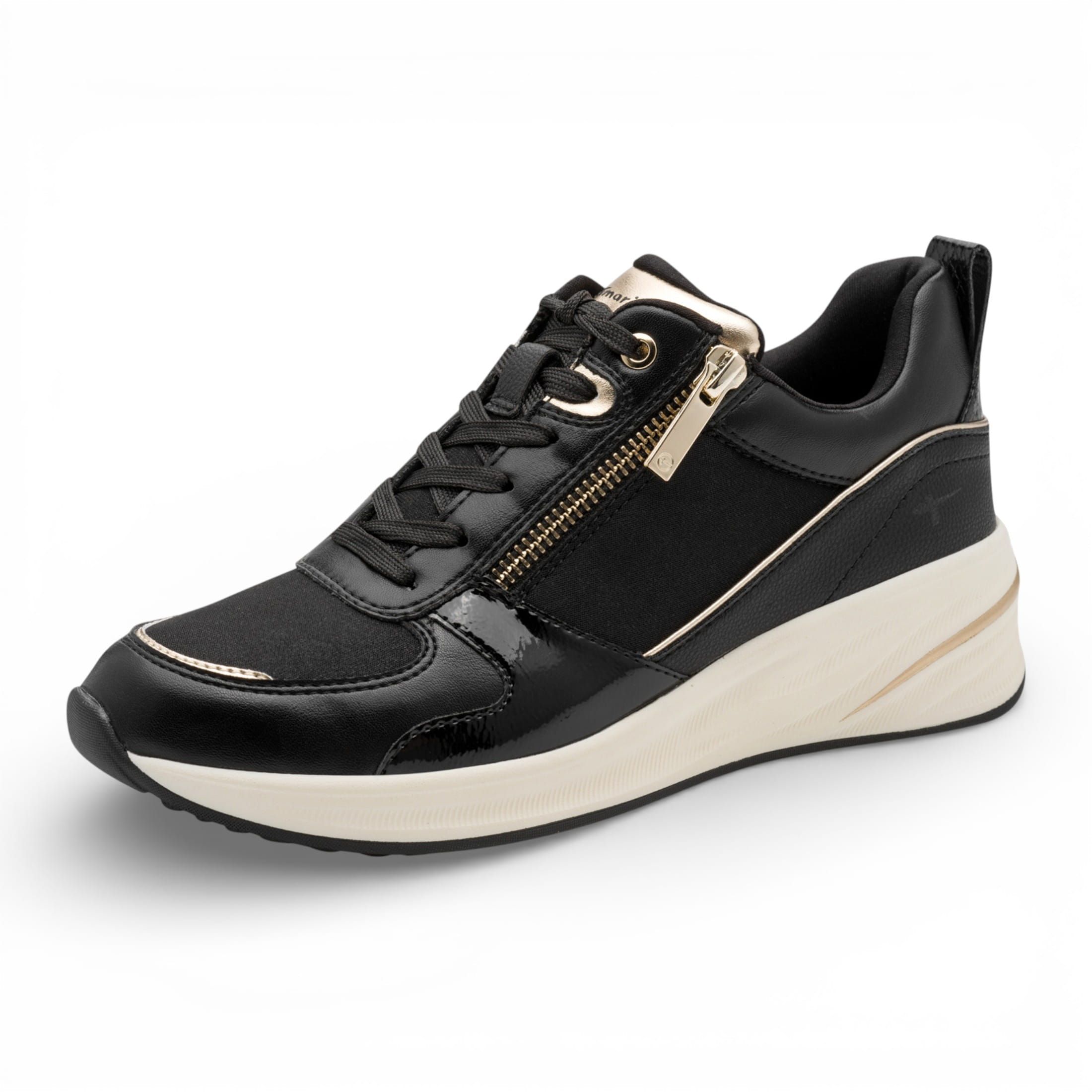 Infinity Leather Tamaris Platform Trainers Sneaker Zip Lace-Up Running Shoes - 23754