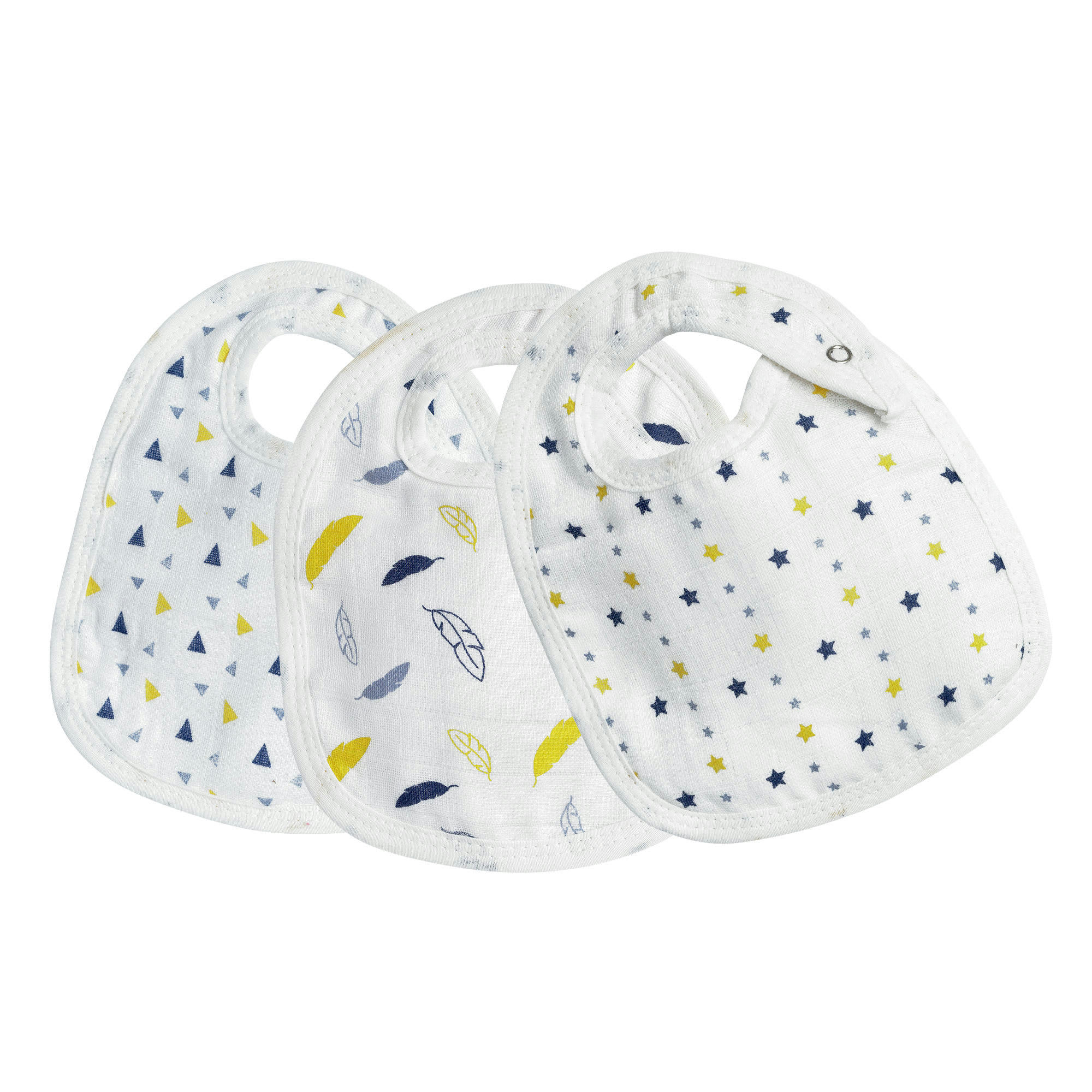 - Lot 3 bavoirs en coton - Naissance bébé  Jaune