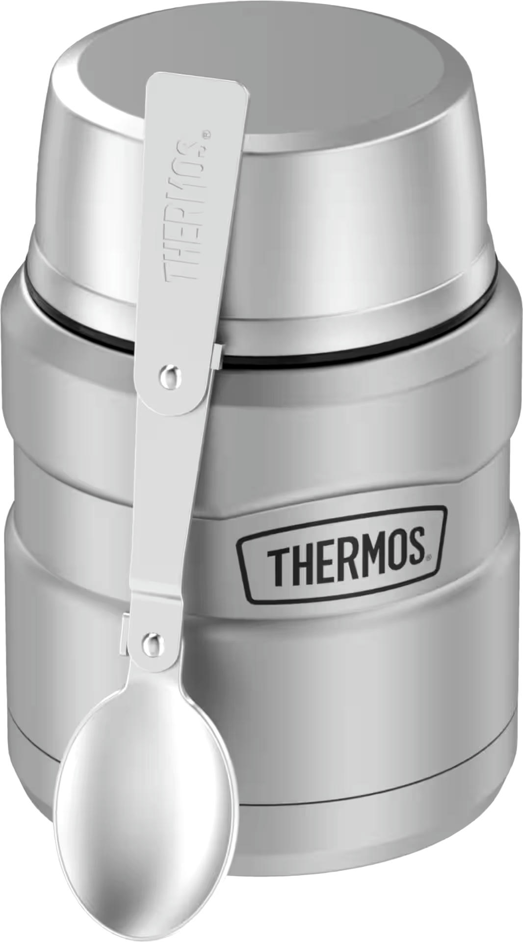 Thermos® Stainless Steel Food Jar Vaccum Insulated with Spoon and Bowl, Silver, 470-mL