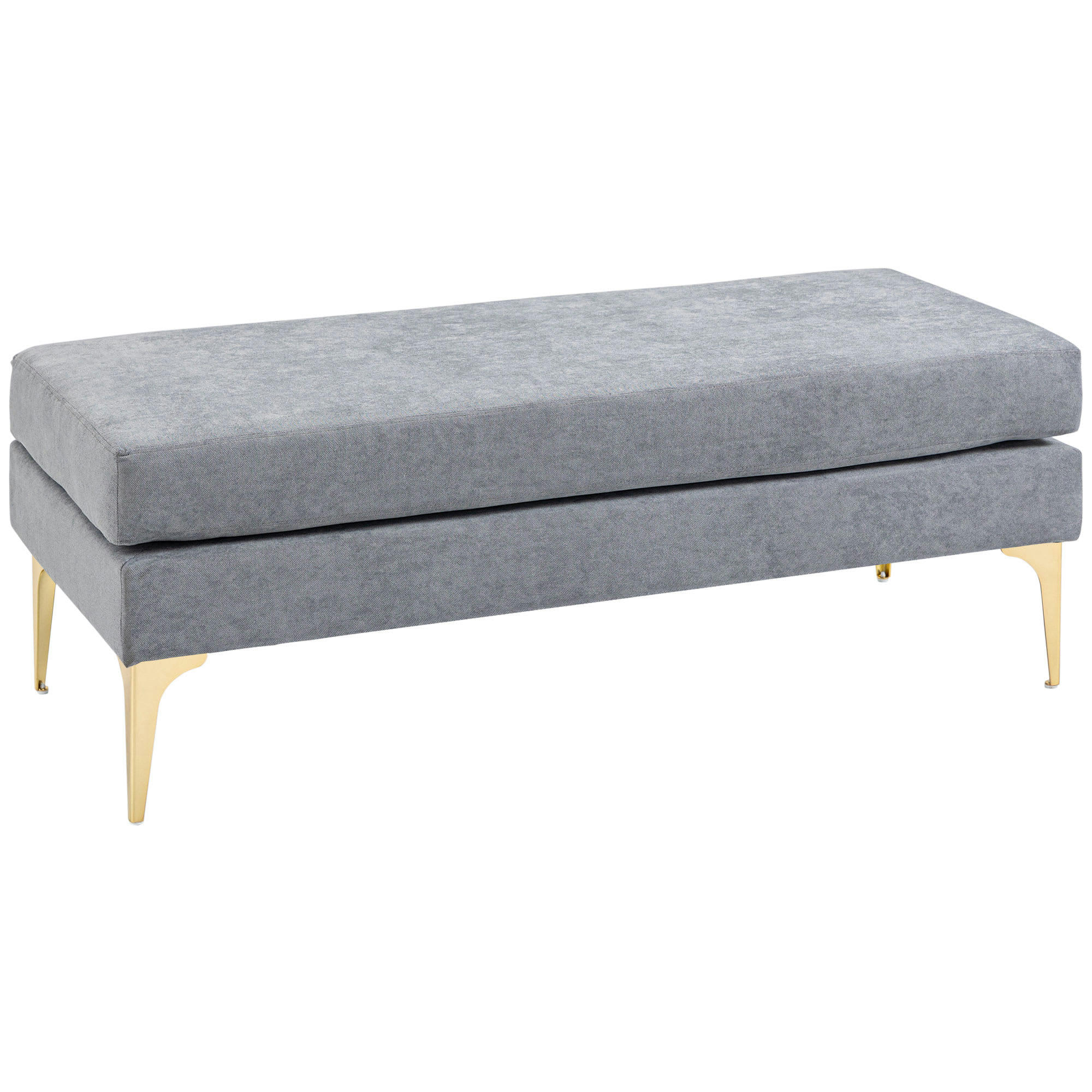 - Banquette style moderne piètement métal doré tissu gris clair