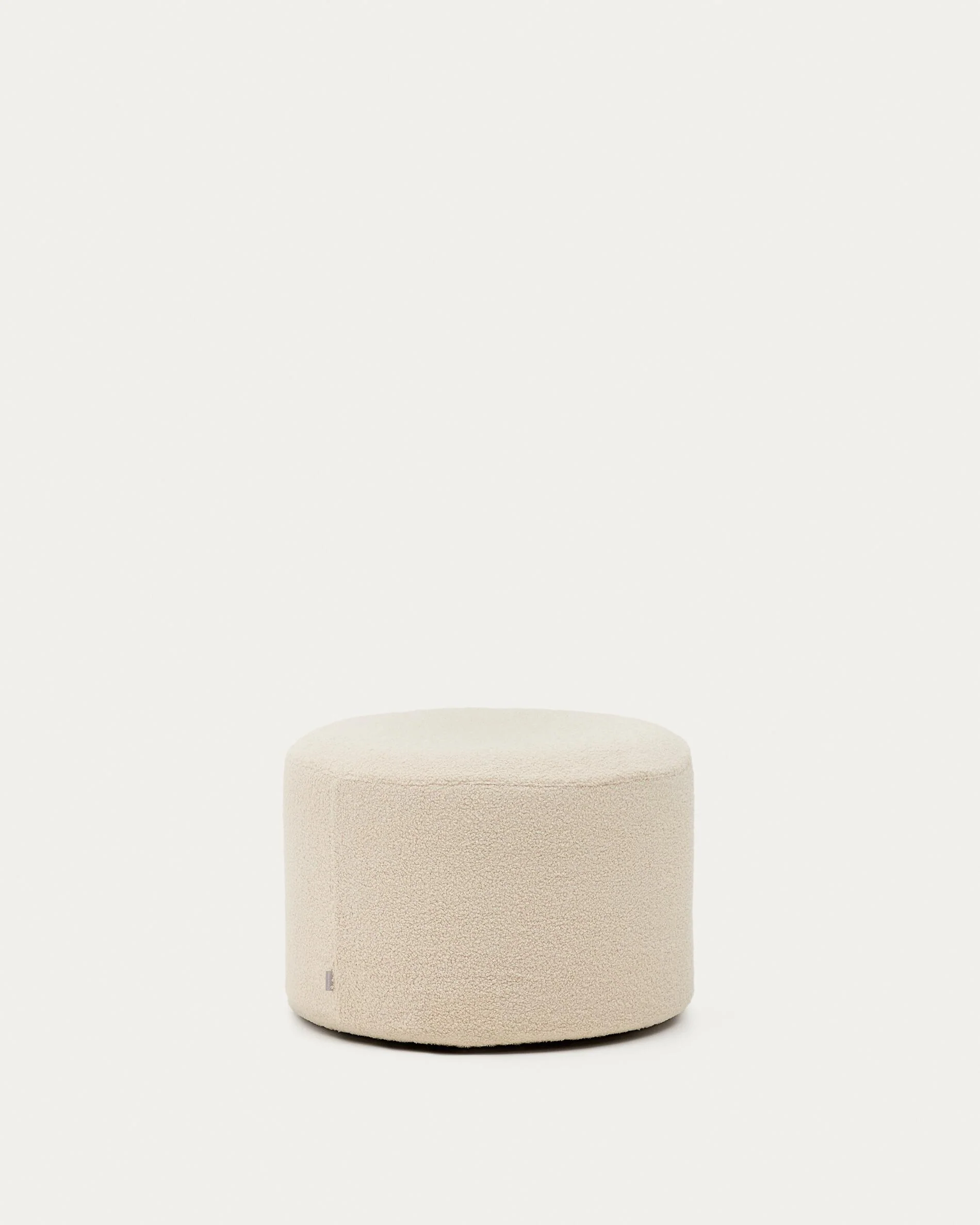 Kaeli footrest with removable cover in ecru bouclé Ø 60 cm