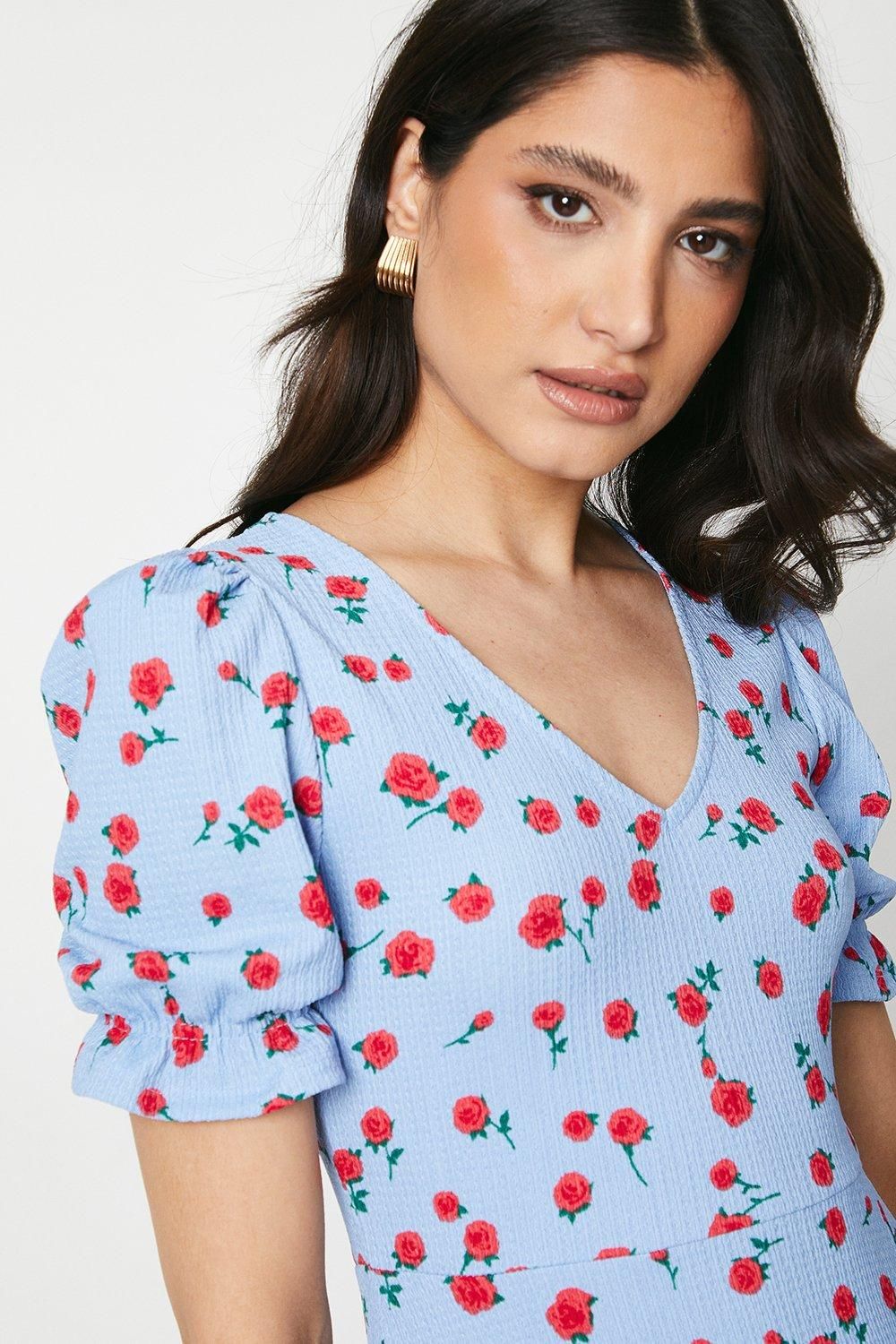 Dorothy Perkins Rose V Neck Short Sleeve Jersey Midi Dress