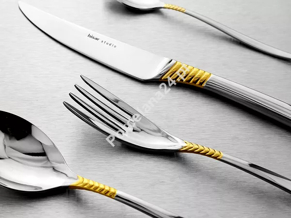 Komplet sztućców 24 cz. na 6 osób Hisar - Mamba Gold (4.0/3.0mm) złocone