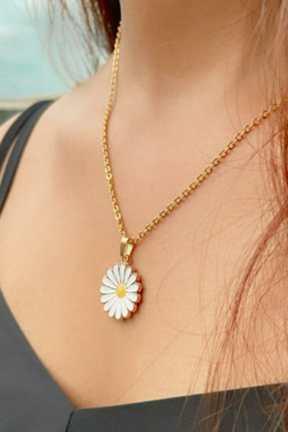The Colourful Aura Colourful Blue Sunflower Indie Boho Daisy Floral Charms Choker Summer Necklace