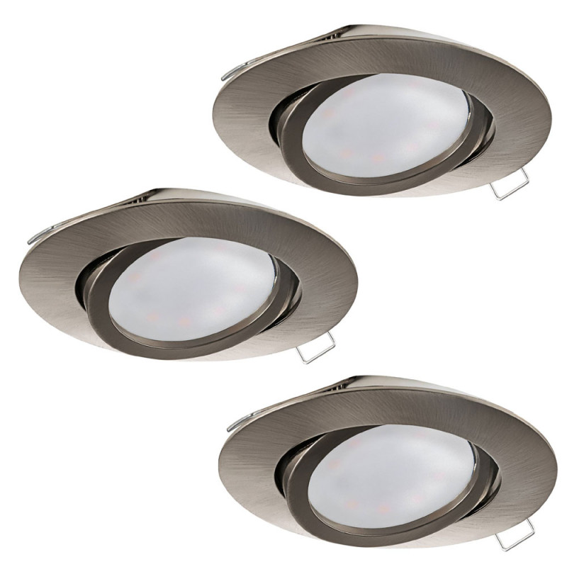 Spot encastrable LED Tedo nickel mat Ø 8 cm GU10 3 x 4,6 W EGLO