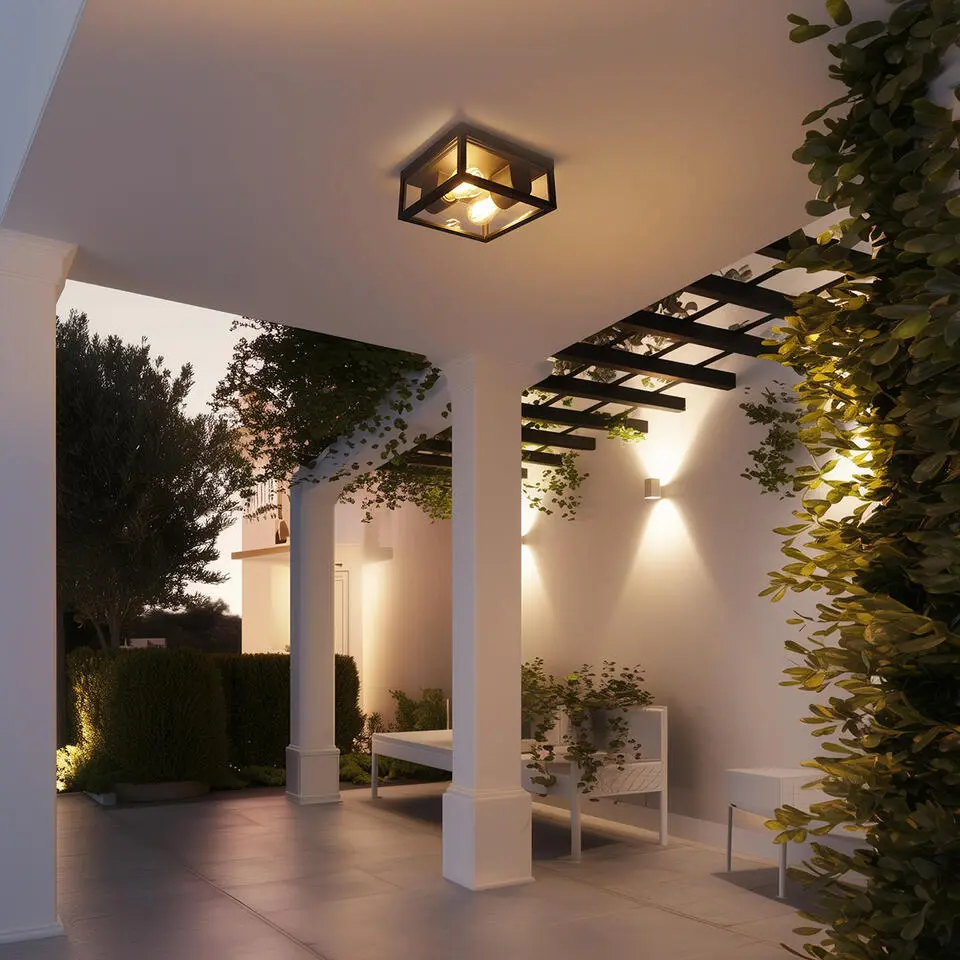 Qazqa plafondlamp charlois zwart e27