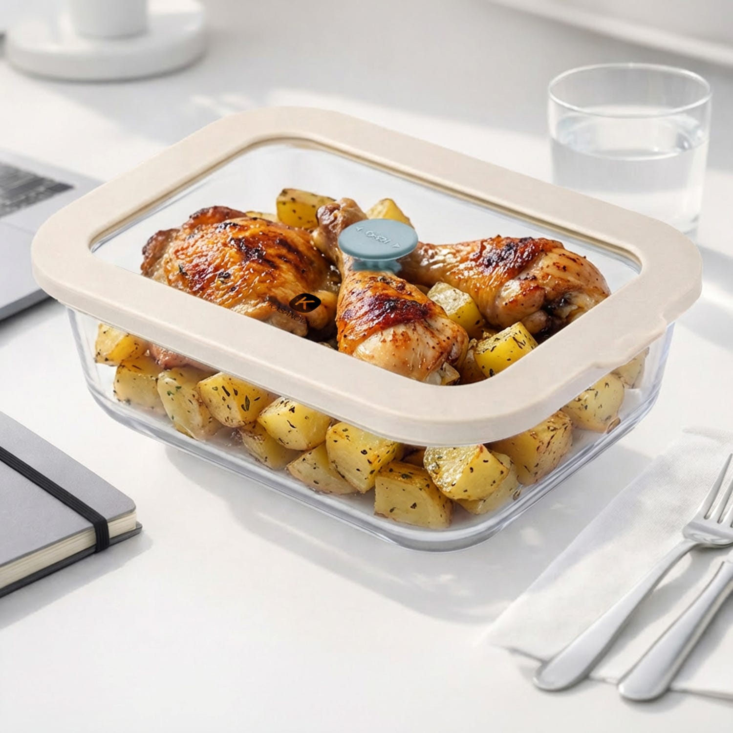 Contenitore alimentare 1,52 L vetro beige