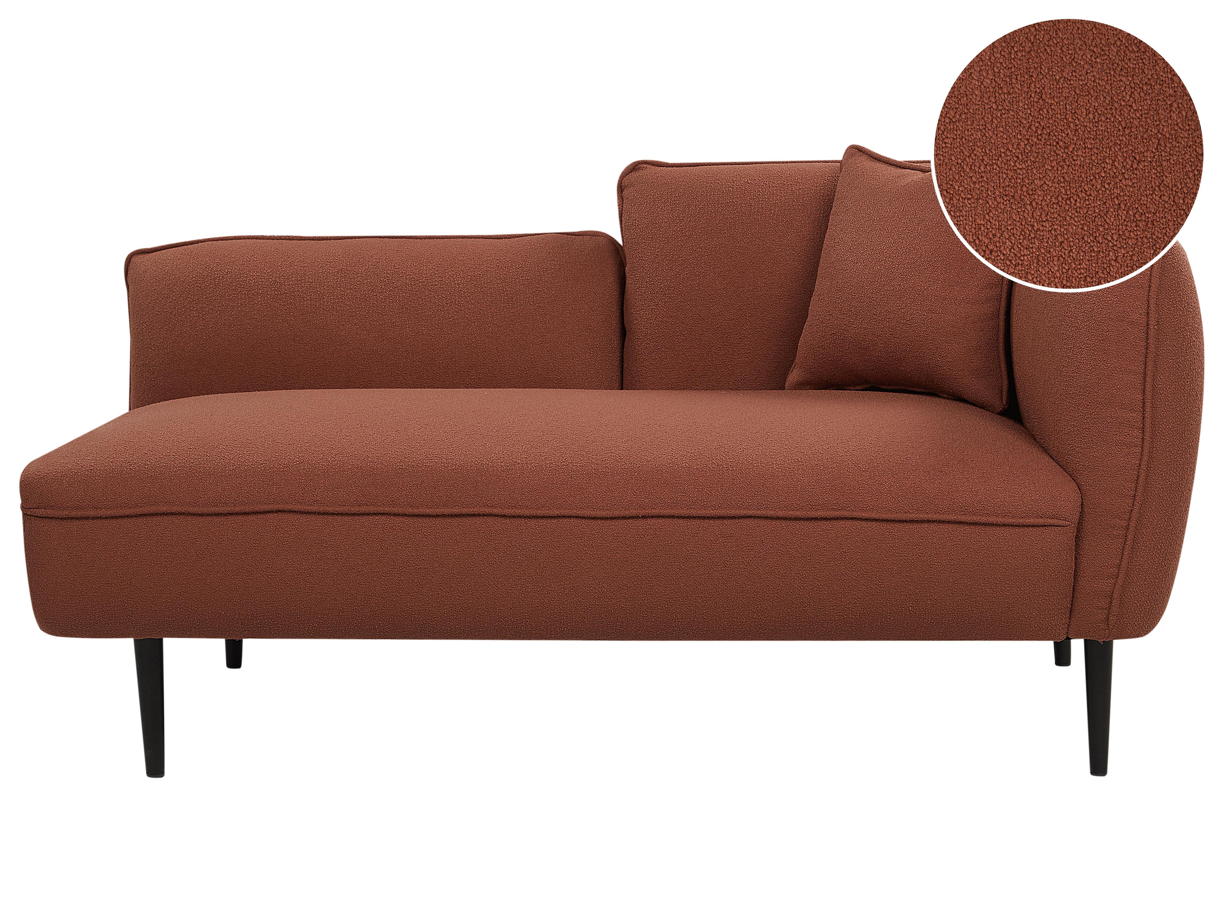 Left-Hand Chaise Longue CHEVANNES Boucle Dark Red