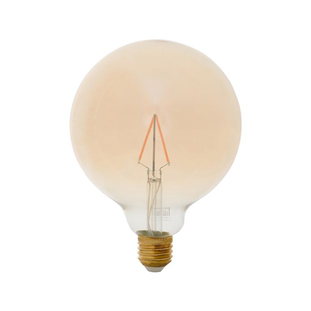LÂMPADA LED FILAMENTO GLOBO AMBAR G125 3W E27 127 220V LUZ AMARELA TASHIBRA