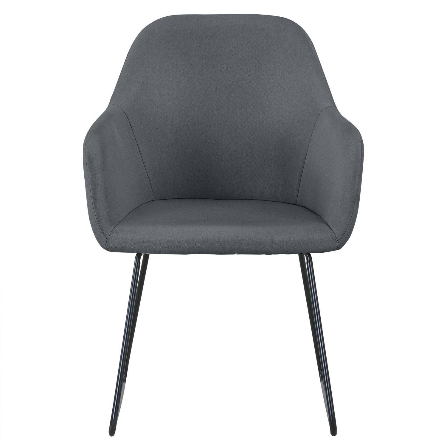 EPOK - Fauteuil de table métal noir et tissu gris