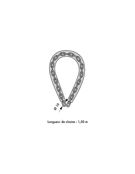 Chaîne acier gainé nylon Loops, vélo, moto, barrières, 1.5m, noir - THIRARD