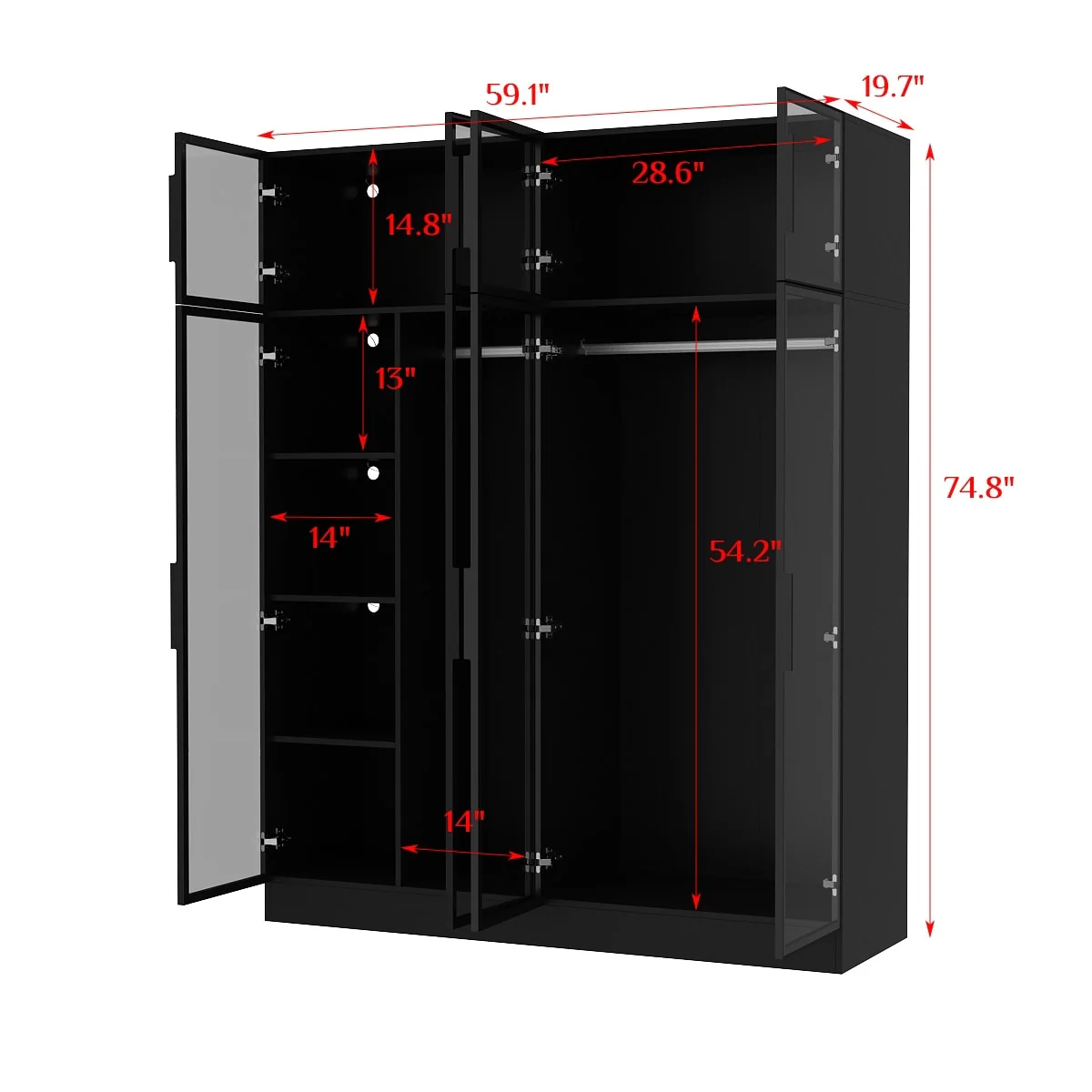 Modern Aluminum Framed Wardrobe: Spacious Design with LED Armoires