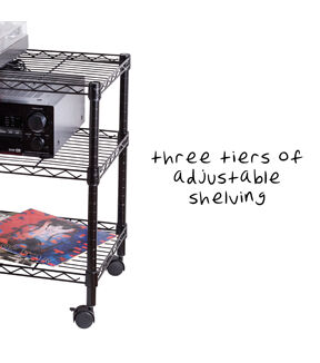 Honey Can Do 26 Black 3 Tier Rolling Media Cart