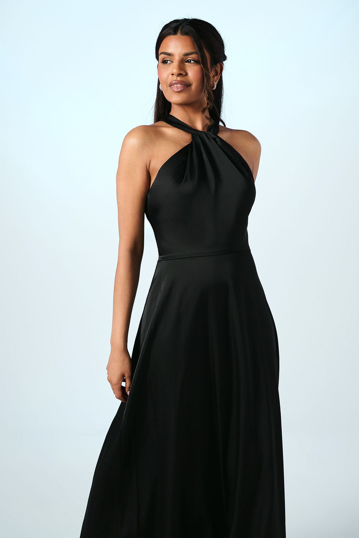 Coast Coast Honoured Petite Twist Halterneck Satin Maxi Bridesmaid Dress