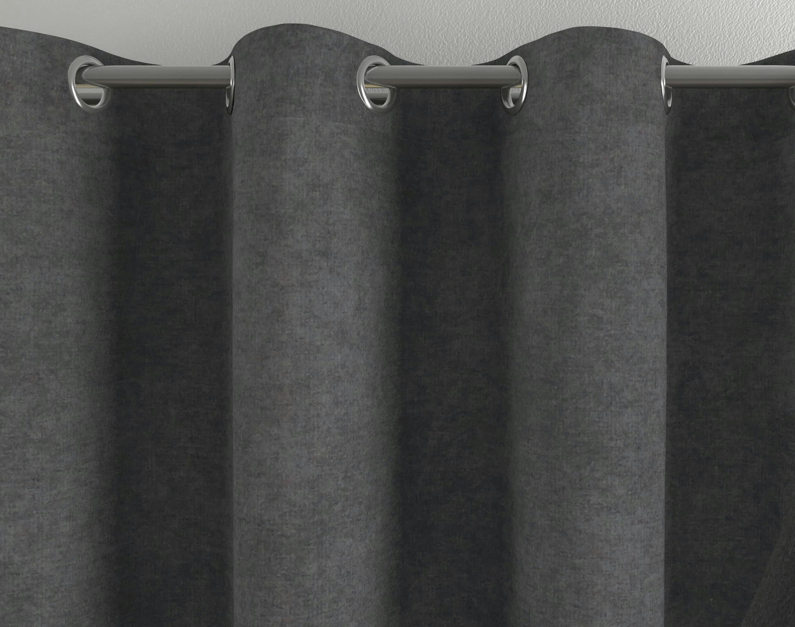 ALASKA - Rideau à l'unité monté sur œillet 140x260 en polyester gris