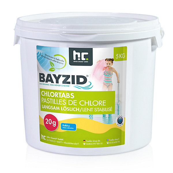 Galets De Chlore Bayzid 20g À Dissolution Lente 1 x 5 Kg, Chlore Stabilisé Pour Une Eau De Piscine Claire Et Saine