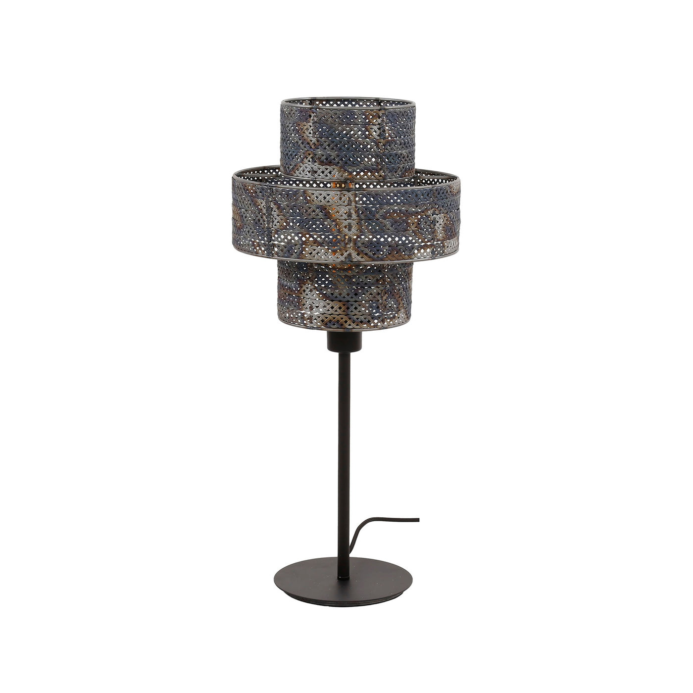 Giga Meubel Tafellamp Lantern - Zwart/Bruin - 1-Lichts - 28x28x58cm
