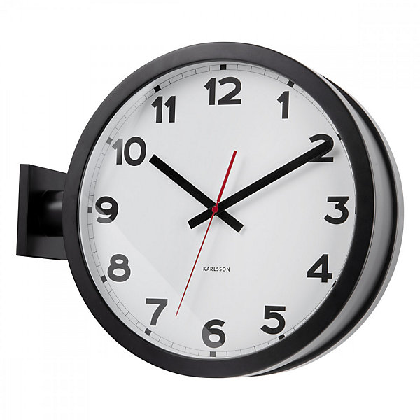 Horloge murale double face H38cm en Aluminium - Present Time