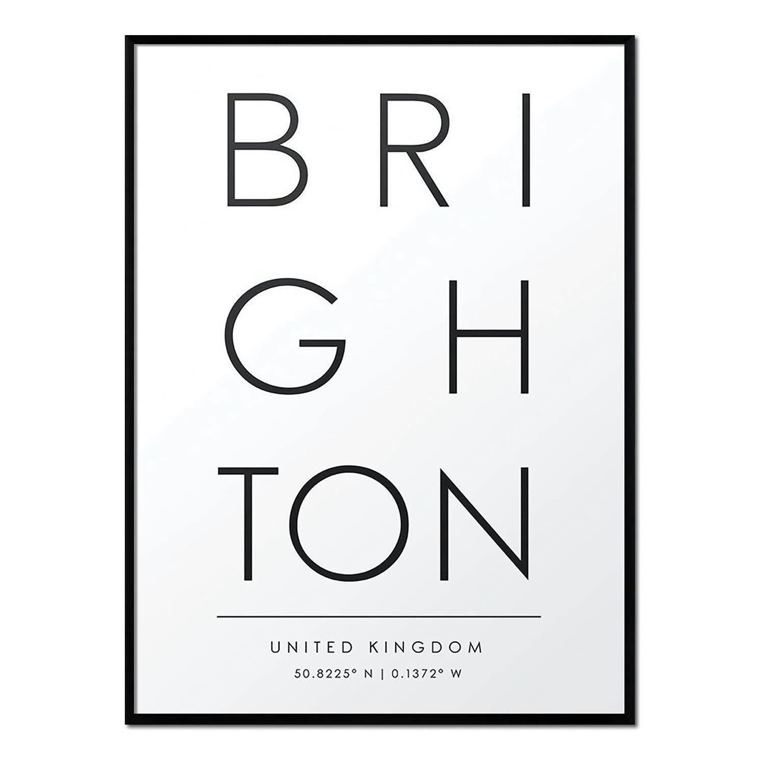 CIUDADES - Affiche encadrée noire - Brighton - 50x70
