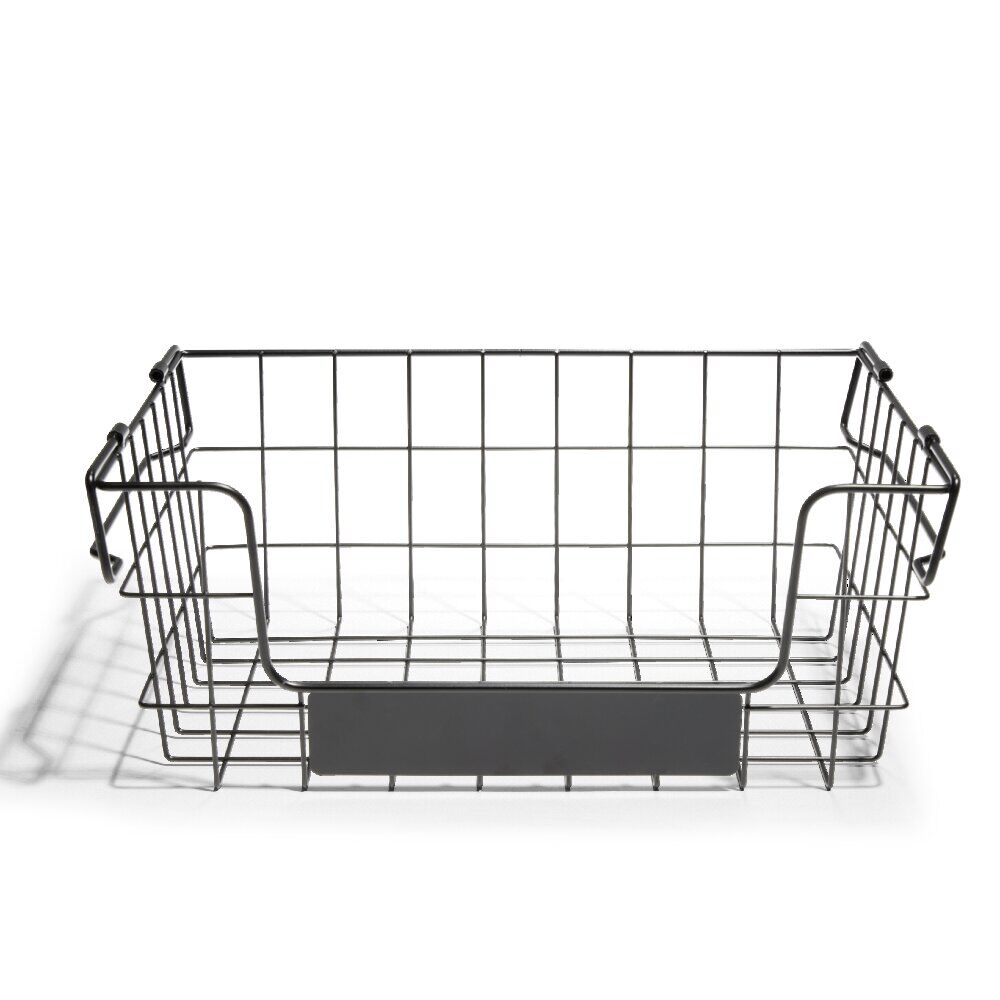 Panier superposable taille S métal noir 34,5x24x14cm