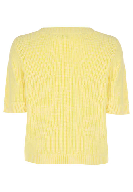 Womens Yellow Knit Starfish Button Cardigan