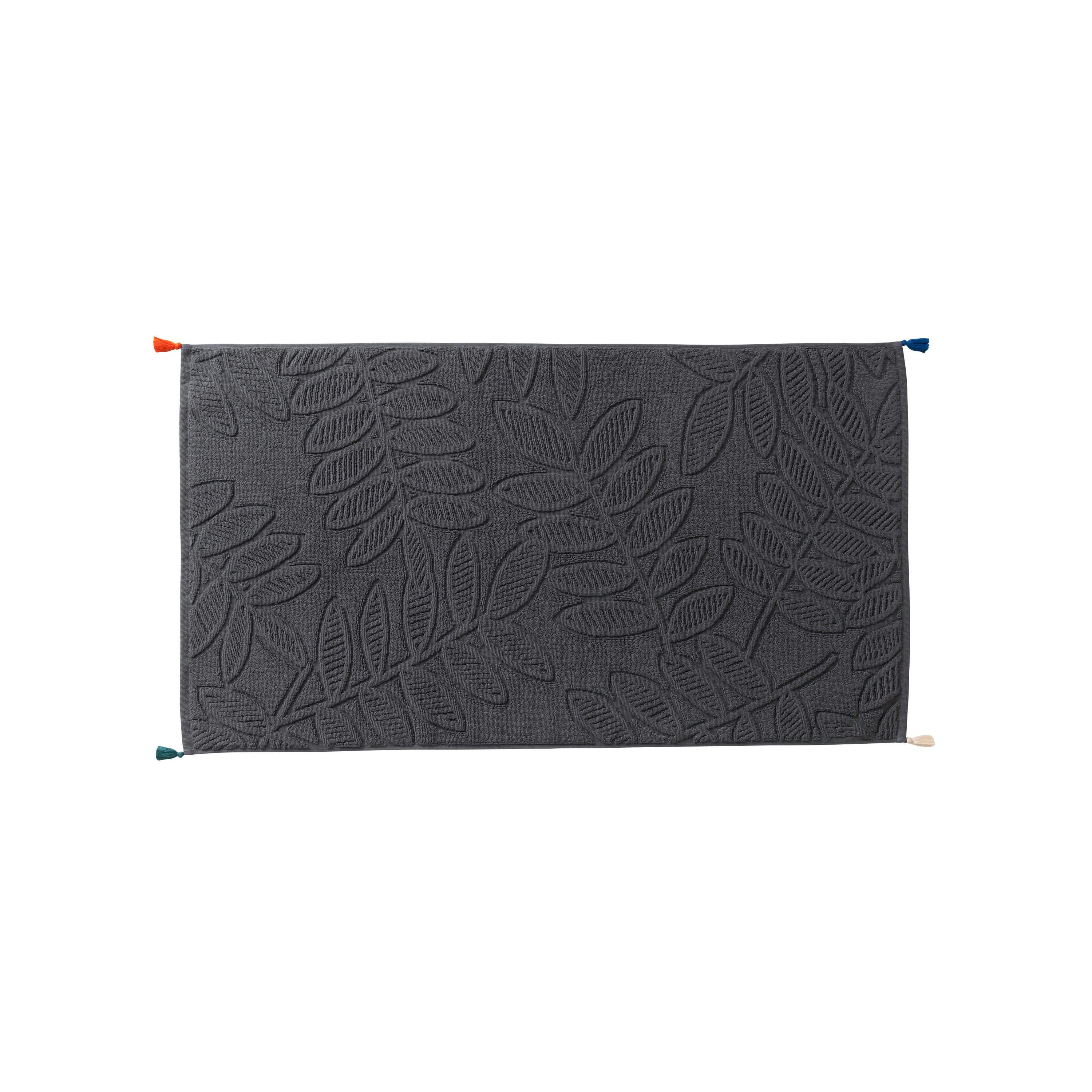 BALATA - Tapis de bain bouclette de coton jacquard ciselé gris 50 x 90 cm