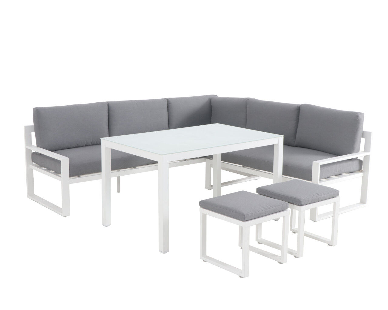 Patmos 5 Piece Low Dining Setting - White