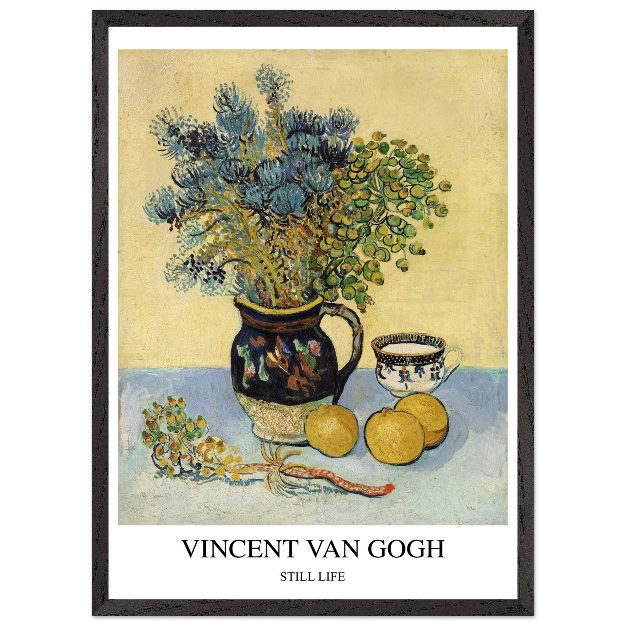 Artfulprints Poster met Lijst Vincent van Gogh - Still life  - 50x70 cm - Geel