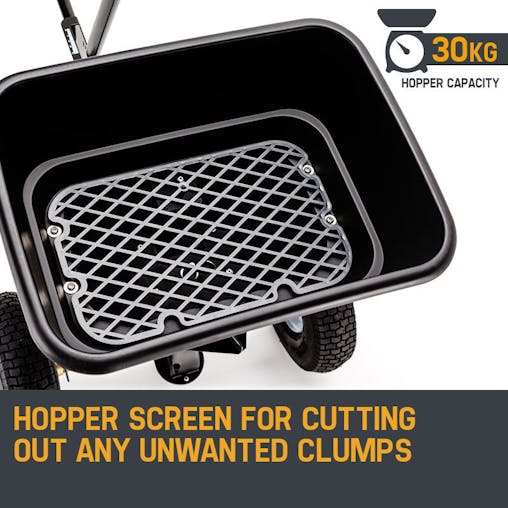 NNEMB Tow Behind Broadcast Spreader 30kg 26L Seed Fertiliser Tow Rotary