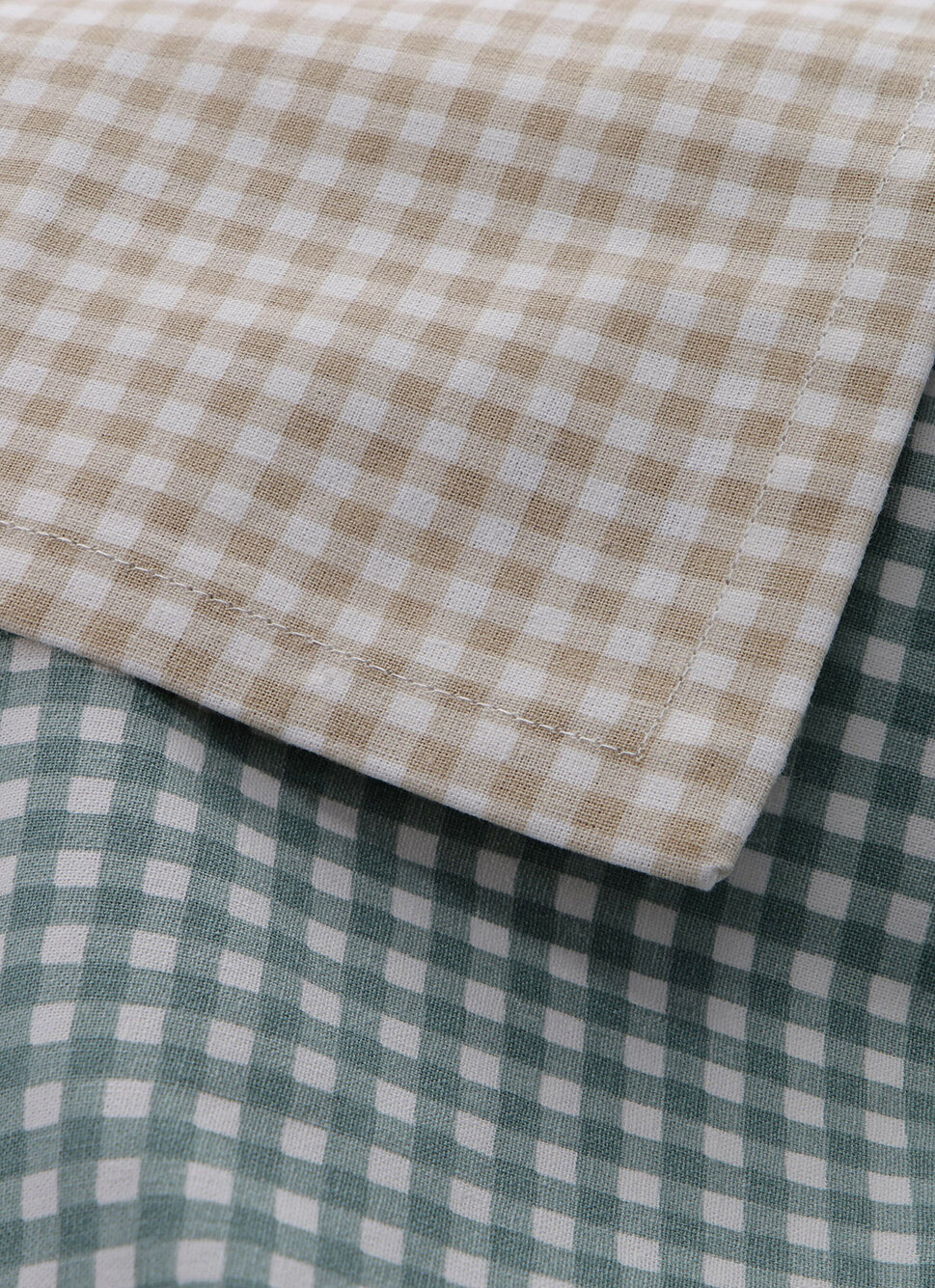 LOT DE 2 SERVIETTES DE TABLE EN COTON VICHY BEIGE