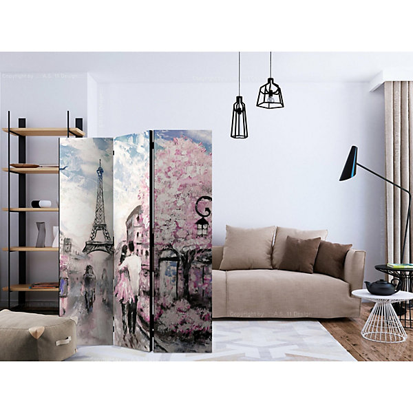 Paravent Ciel d'Automne 3 Volets - Déco Parisienne 135 x 172 cm Rose et Gris
