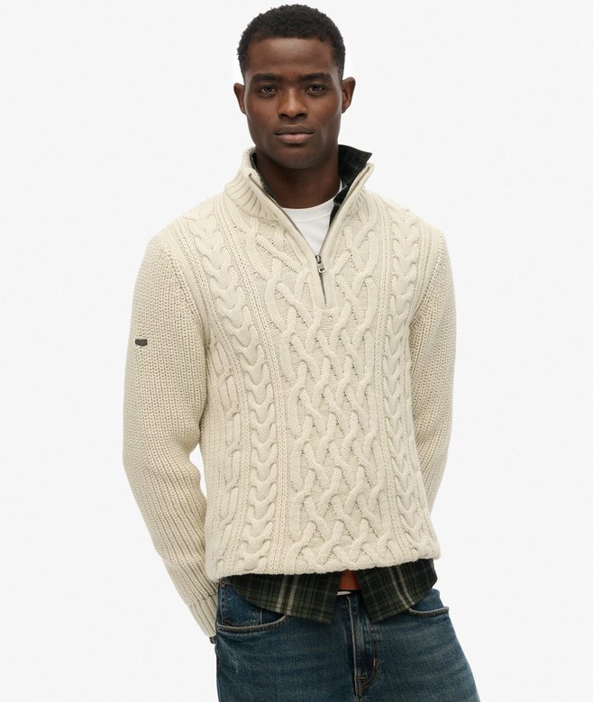 Jacob Cable Knit Half Zip Jumper