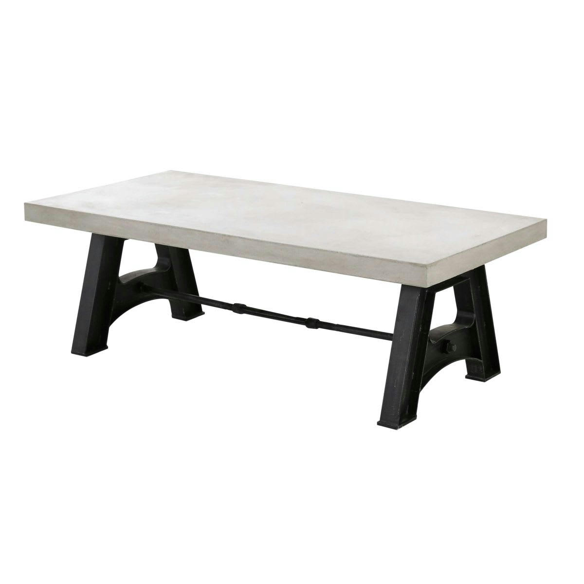 GRAPHIK - Table basse rectangulaire béton ciré et métal 120 cm