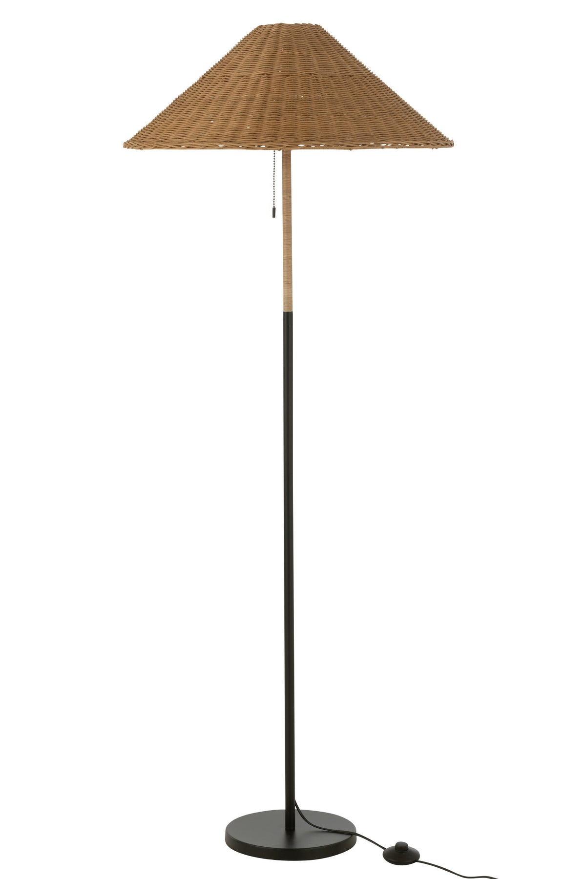 J-Line vloerlamp - metaal/rotan - zwart/naturel