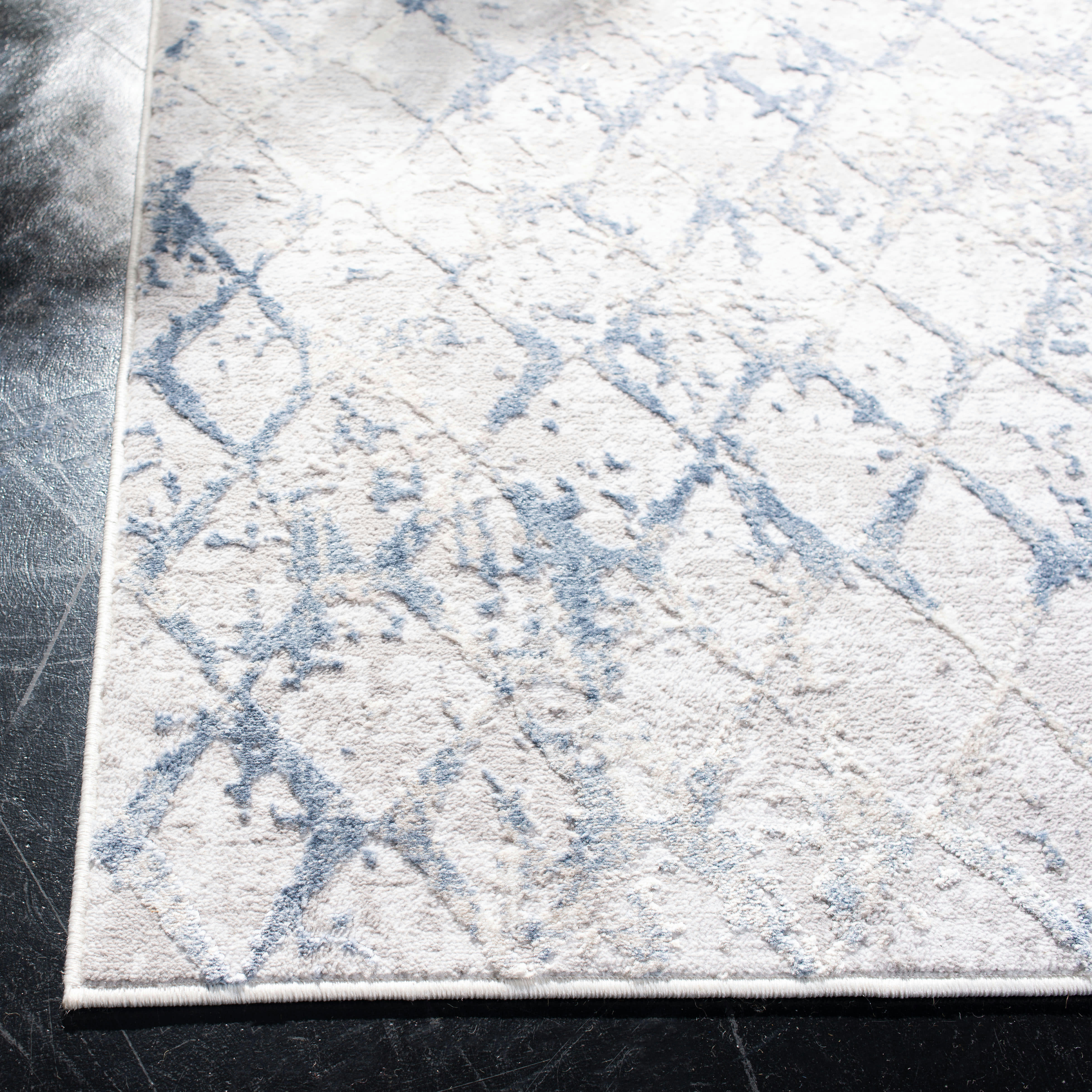 AMELIA - Tapis de salon interieur en gris clair & bleu, 183 x 274 cm