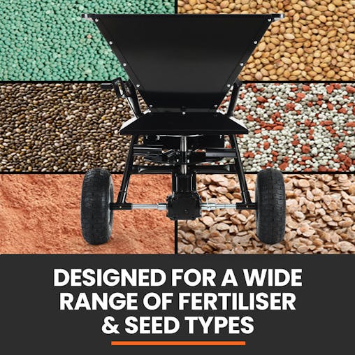 NNEMB 160L Tow Behind Broadcast Seed and Fertiliser Spreader, 158kg Load, Heavy Duty