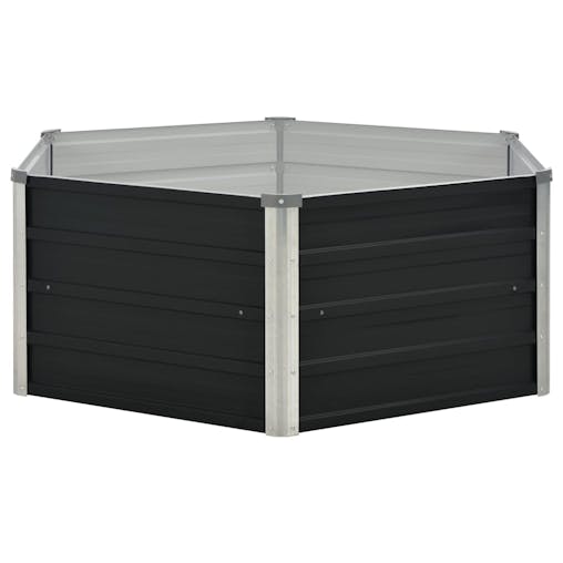 NNEVL Raised Garden Bed Anthracite 129x129x45 cm Galvanised Steel