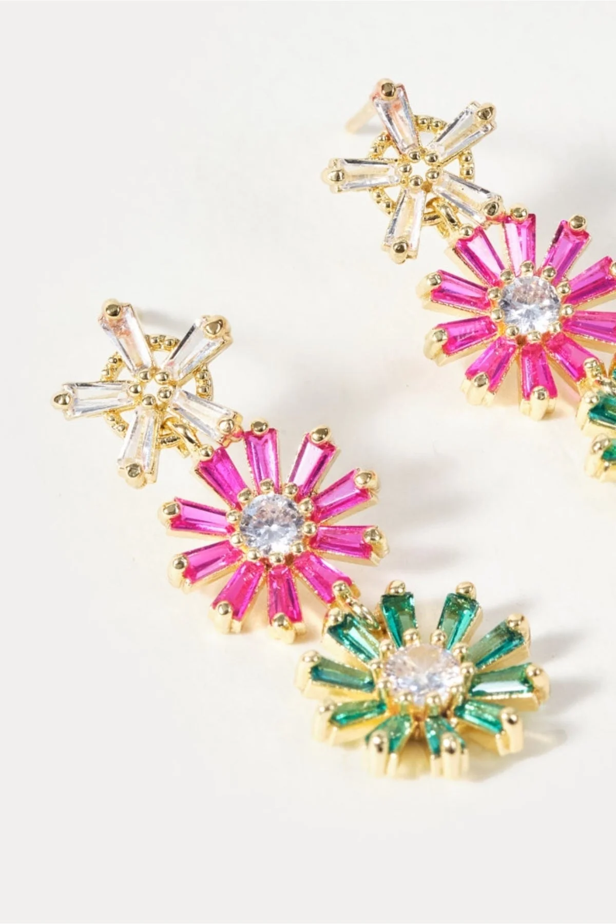 Triple Flower Drop Earrings