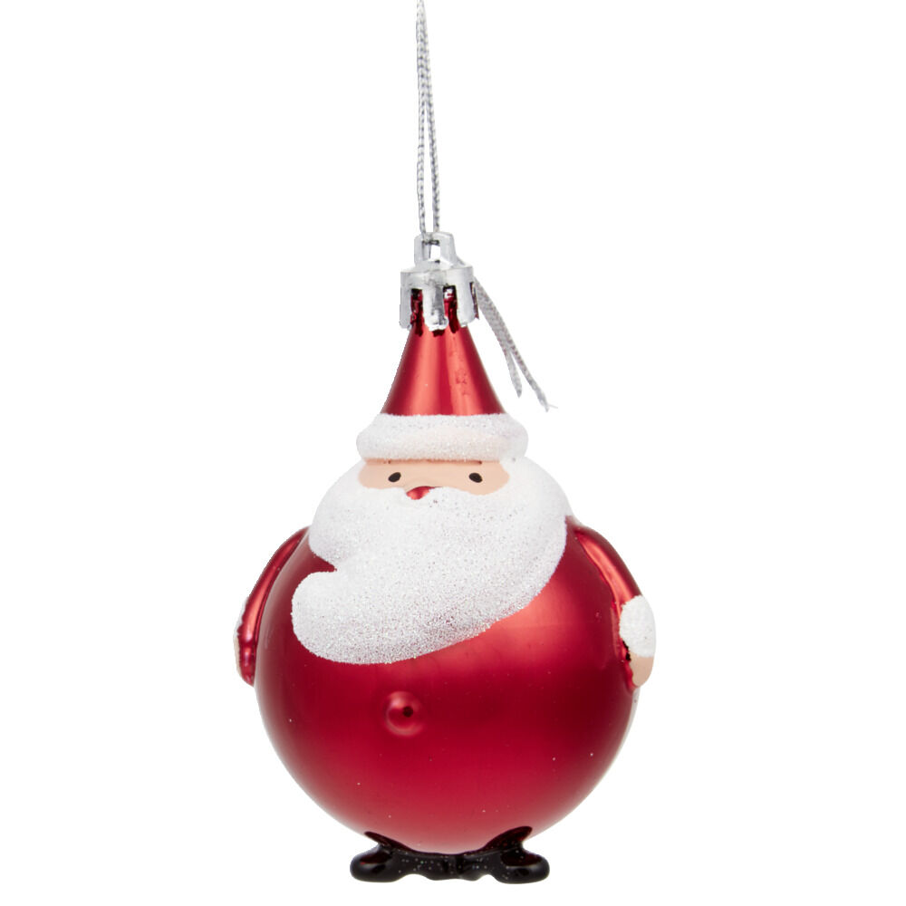 Boule Père No&euml;l rouge à suspendre