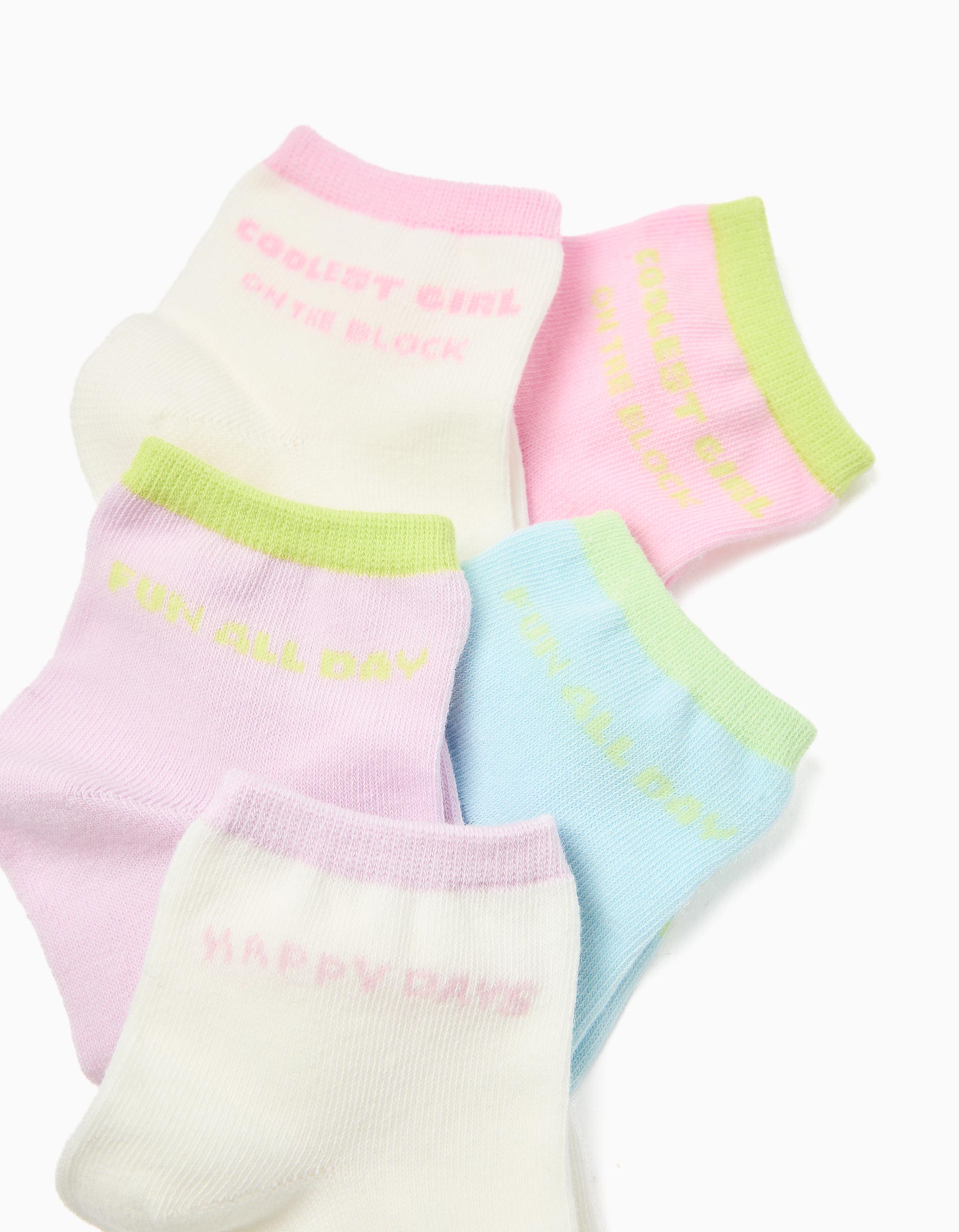 Pack 5 Pares de Meias, Menina, Multicor