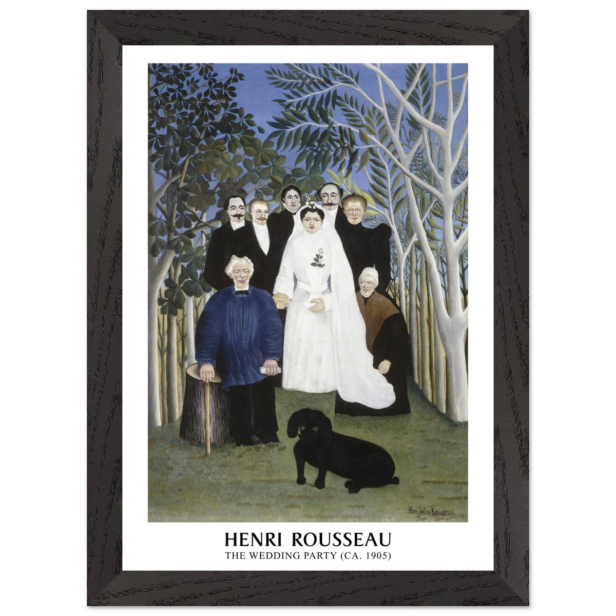 Artfulprints Poster met Lijst Henri Rousseau - The wedding party  - A4 21x29.7 cm - Meerkleurig