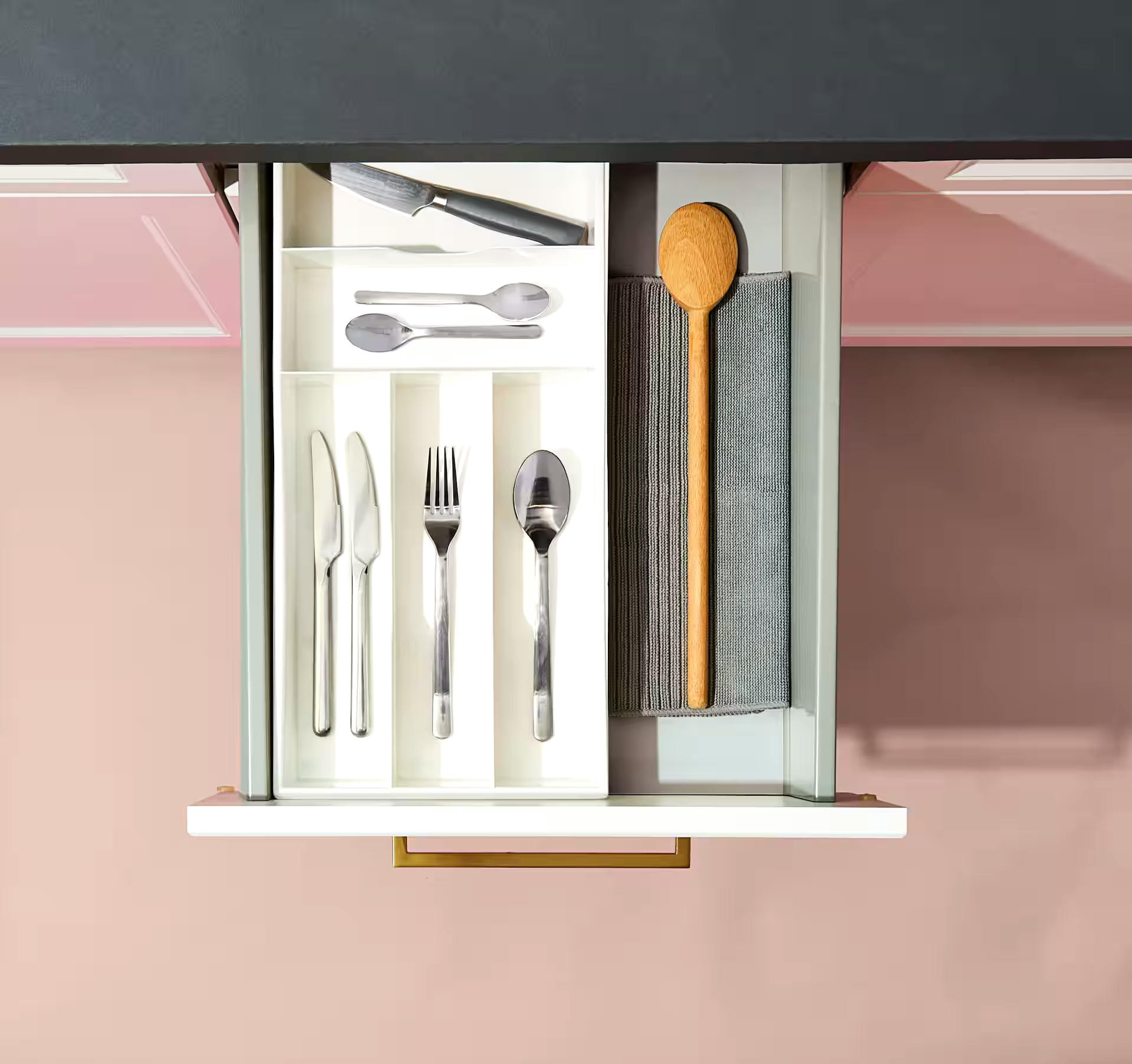 type A Alpha 8-Slot Expandable Cutlery Tray Organizer, White