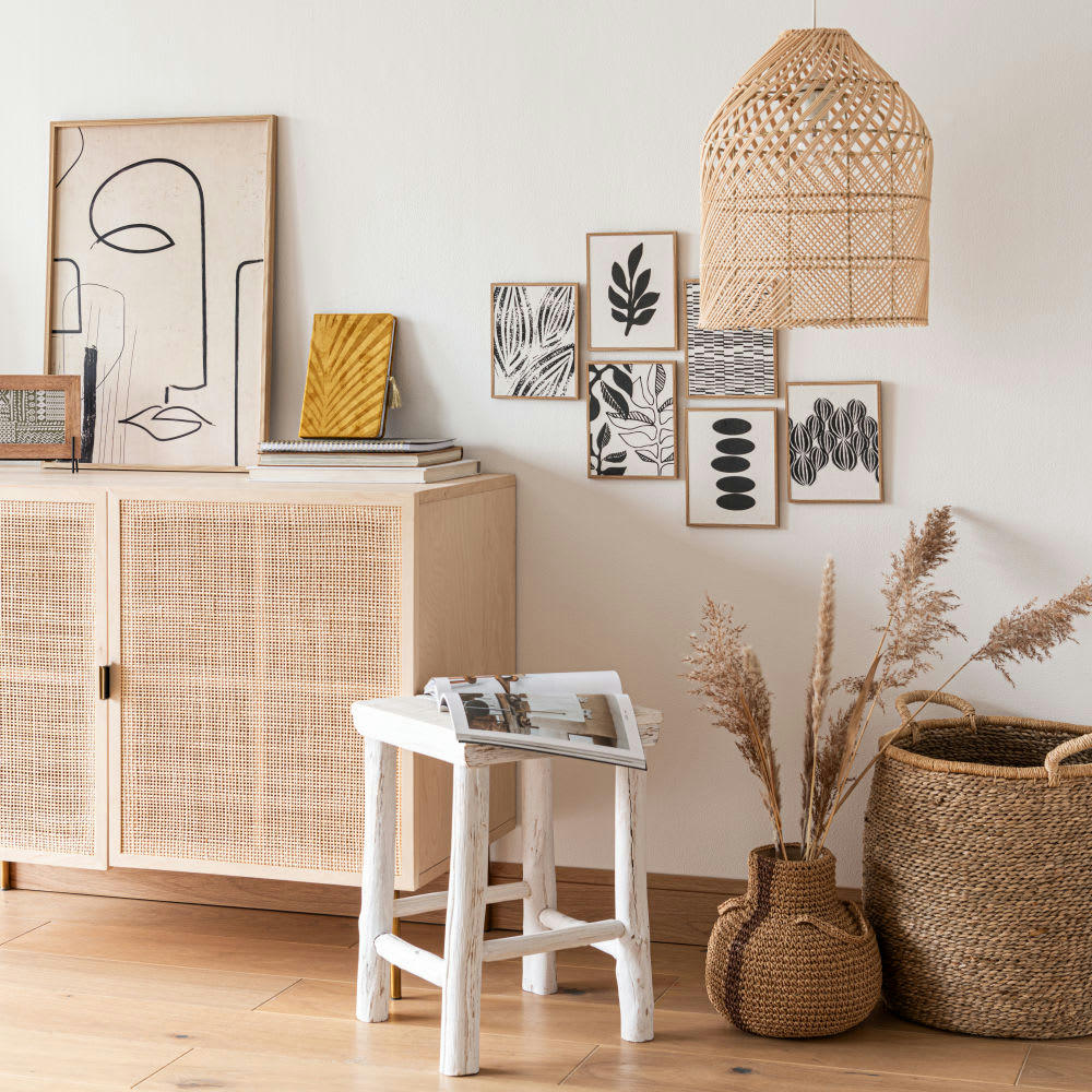 - Panière ronde en vannerie ivoire