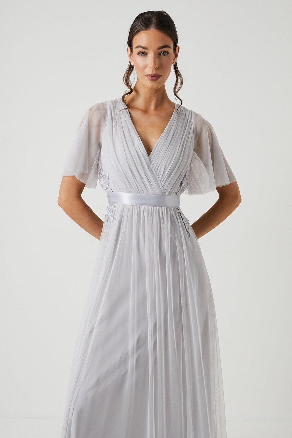 Coast Angel Sleeve Lace Applique Bridesmaid Dress