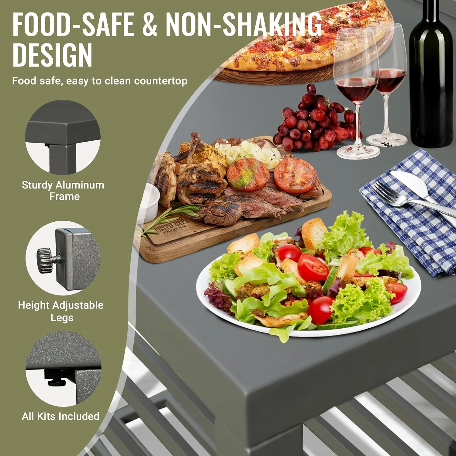 Outdoor Kitchen Island With Storage(no include stool)