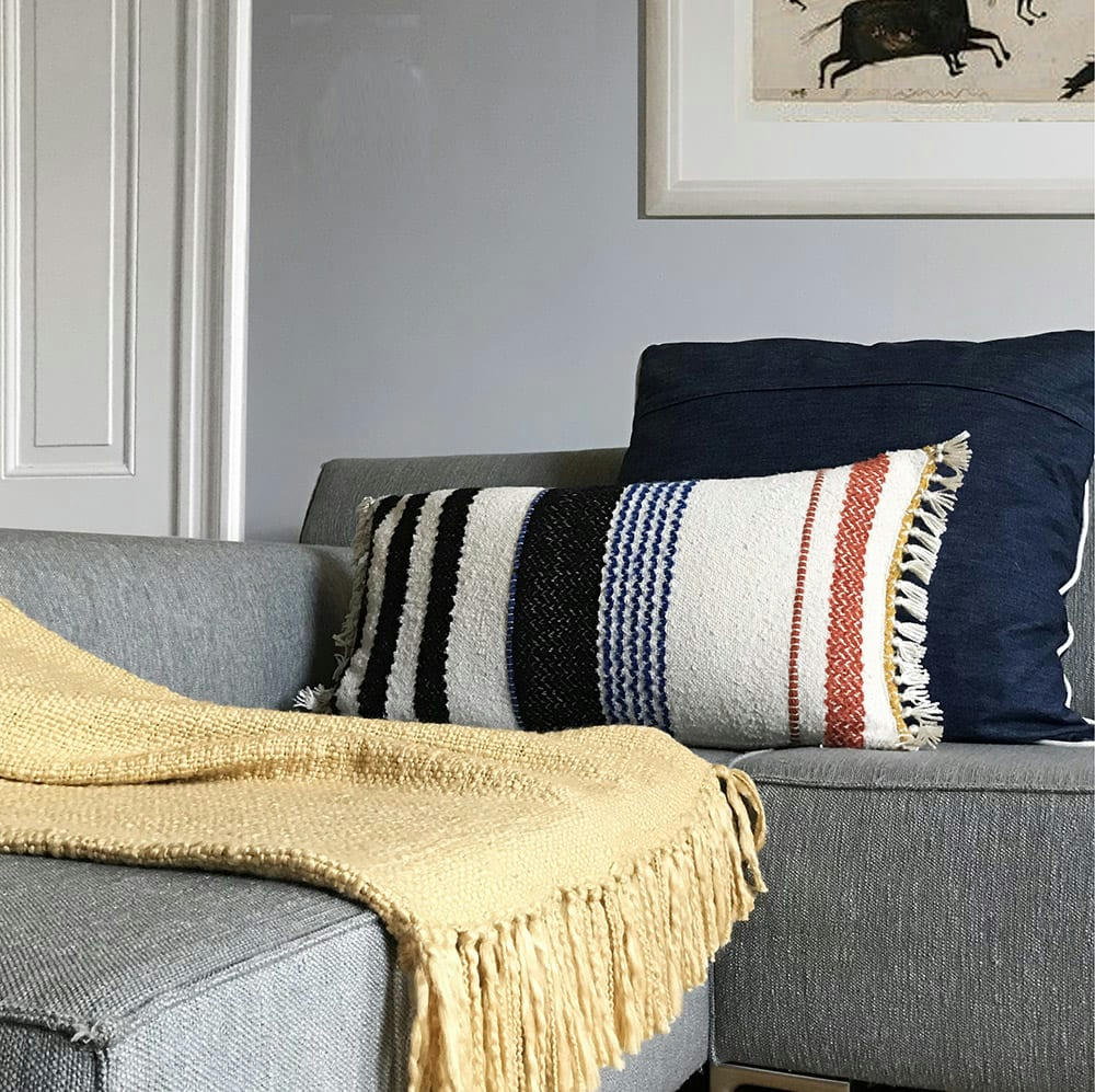 SOLID - Plaid jaune vintage 125x150