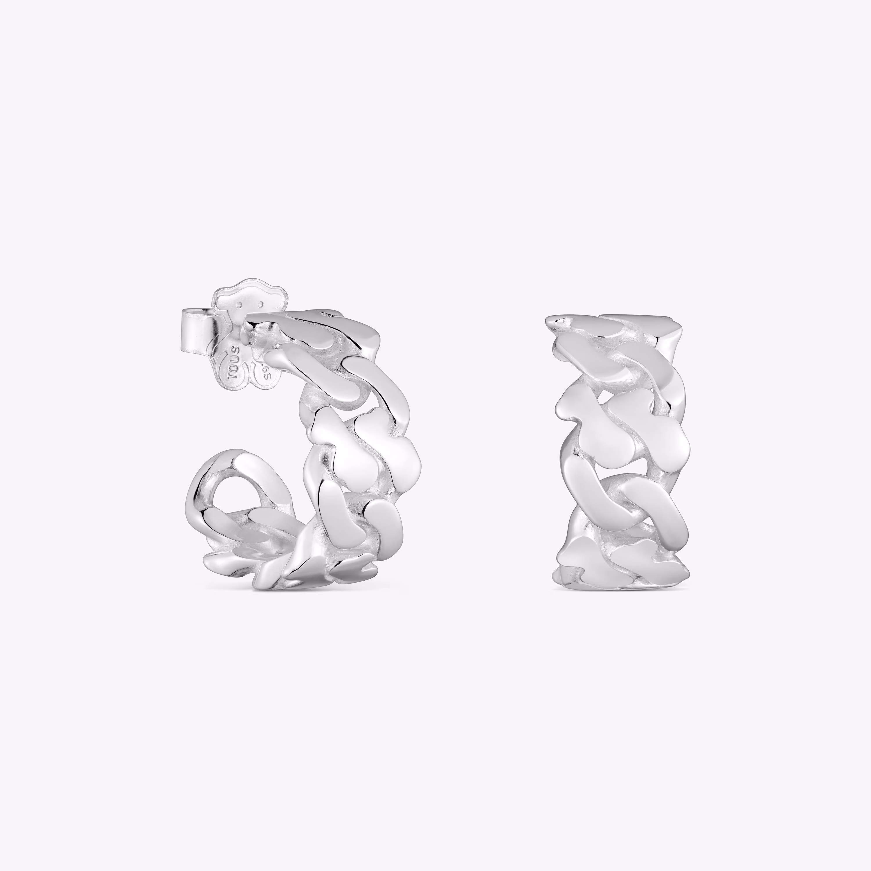 Pendientes de aro de plata 17 mm Bear's Chain
